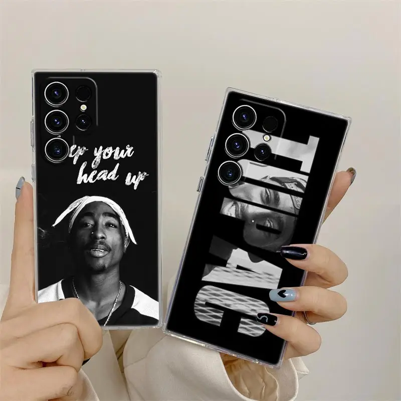 Funda de teléfono Gangsta Rapper 2pac Tupac Rap para Samsung S24 S23 Ultra S22 S20 Plus S21 FE, funda transparente Galaxy S24Ultra S235G - imagen 2