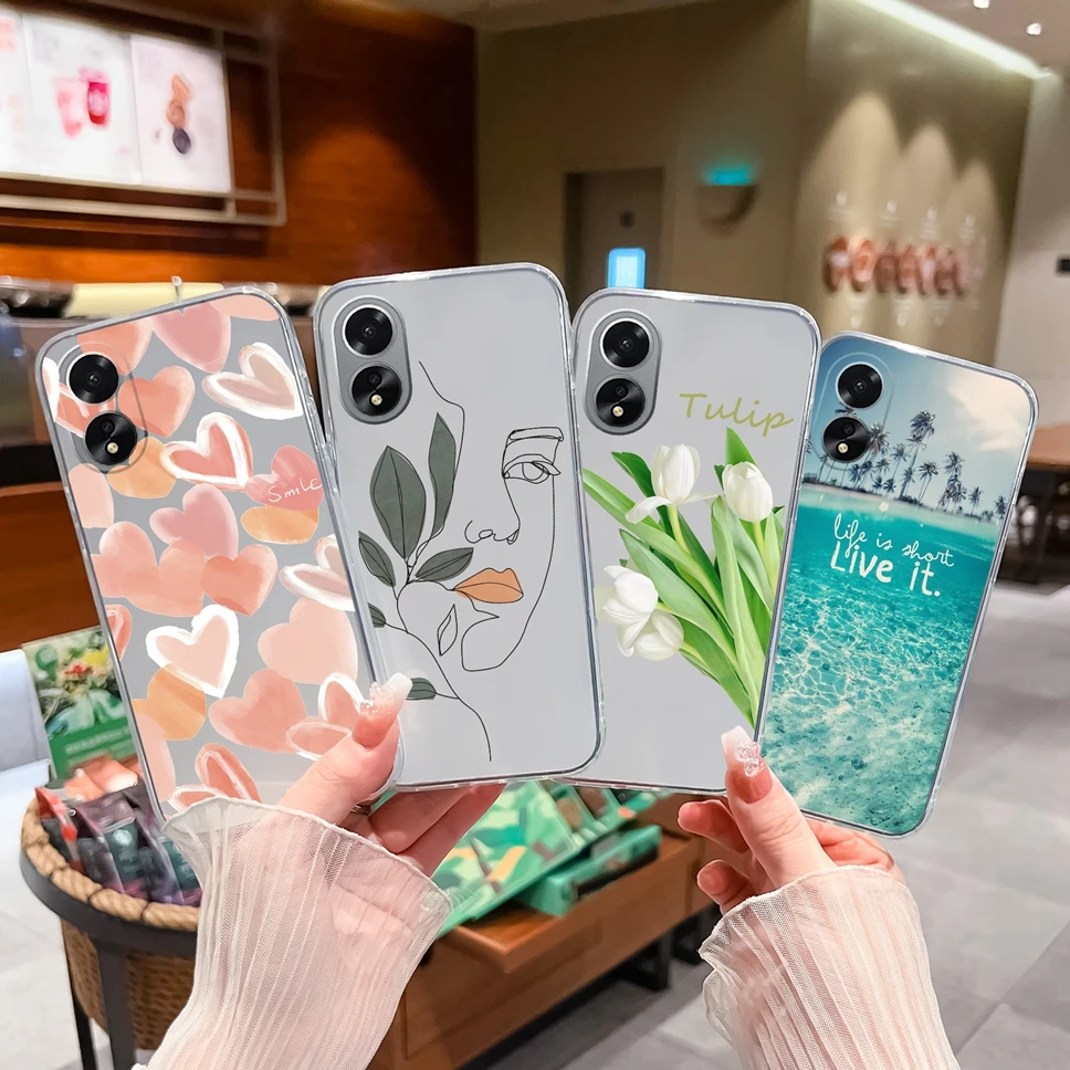 Funda de teléfono transparente para Oppo A38, A18, 4G, bonita, de silicona suave, A prueba de golpes, carcasa trasera para OppoA38 A 18 Capa - imagen 4
