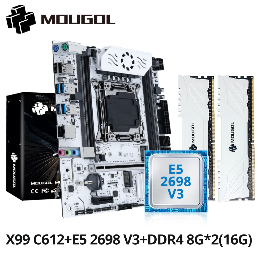 Kit de placa base para juegos MOUGOL X99 con CPU E5 2698 V3 y DDR4 16G (2*8G) memoria de 132MHz NVME PCIE3.0 TPM2.0 Pin para Host de escritorio - imagen 2