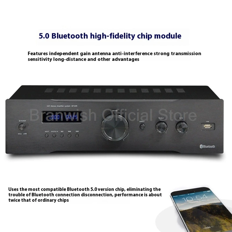 Amplificador HiFi 150Wx2, amplificador Bluetooth 5,0, sistema de sonido de Panel de aleación de aluminio, amplificador directo puro XLR, entrada equilibrada para cine en casa DJ - imagen 3