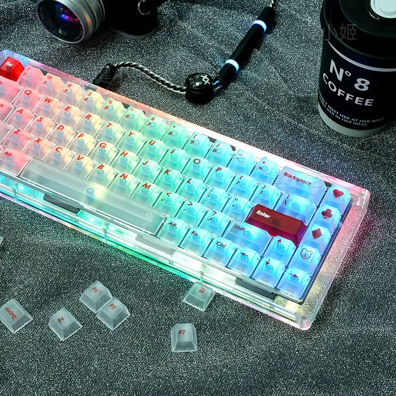 Teclas con tema de niebla blanca, 130 teclas, perfil de cereza, serigrafía, PC, transparente, personalizada, accesorios para teclado mecánico - imagen 2