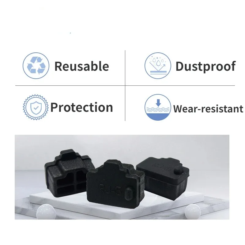 Puerto de red RJ45, enchufe antipolvo, interfaz de Cable LAN, enrutador, interruptor de computadora, tapón de sellado de silicona, tapones de goma - imagen 3