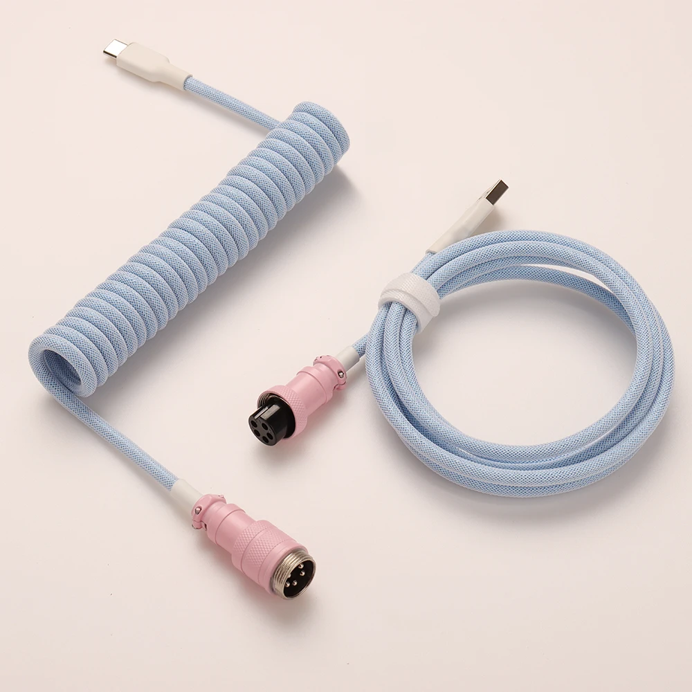 LANO-Cable de resorte de datos tipo C para teclado mecánico, bobina de aviador, espiral, Usb C, para juegos - imagen 2
