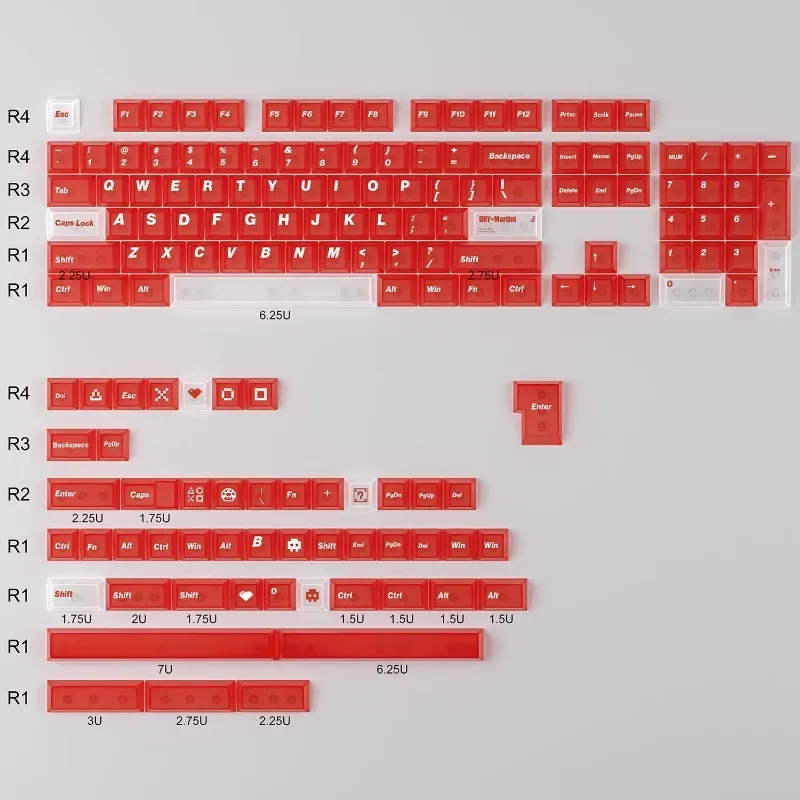 Juego de teclado mecánico Original DRY MARTINI de 154 teclas, teclas de niebla mate, transparente, PC, blanco, transparente, regalos de altura - imagen 5