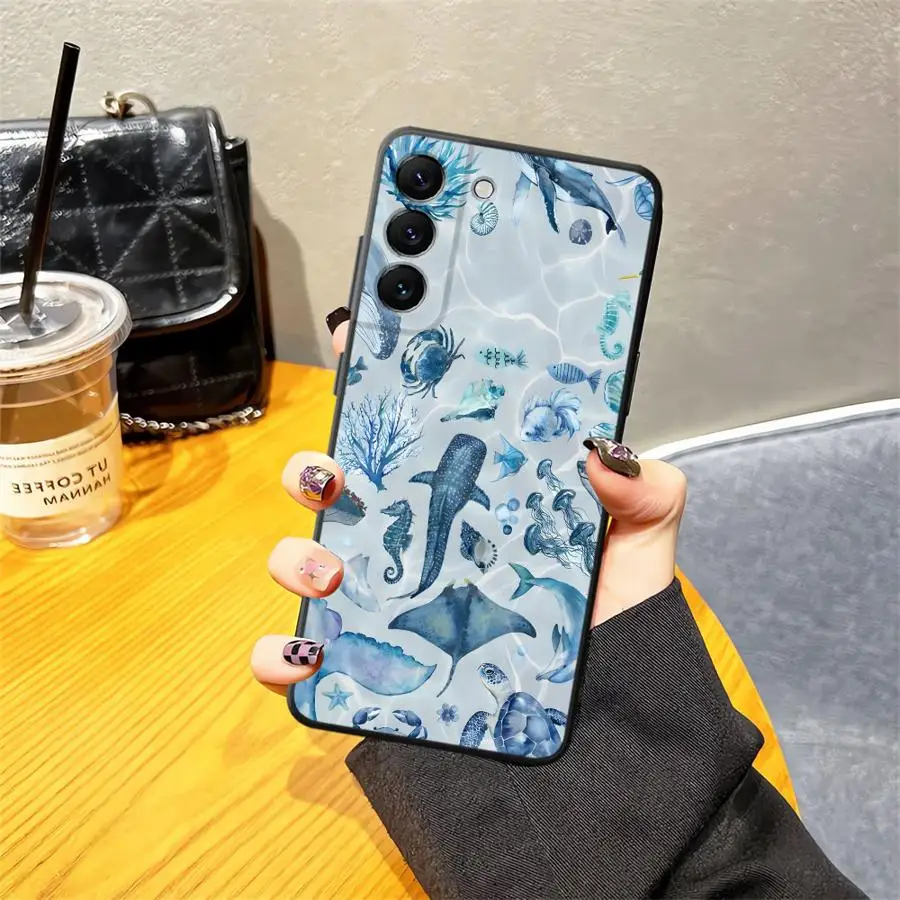 Funda de teléfono suave negra con dibujos de estrellas de mar y océano para Honor 70 X5b Magic5Lite X6 X7 200 400 Lite X8 8X 90 X9a - imagen 2