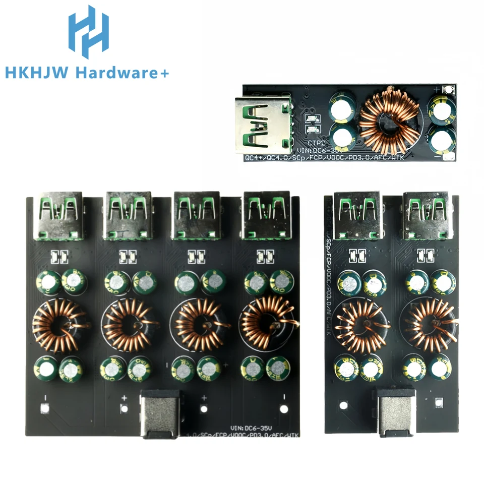 QC4.0 QC3.0 1 2 4 vías USB tipo-c teléfono móvil adaptador de carga rápida 6-35V Step Down Buck Boost Module SW3518 / SW3516 para Huawei