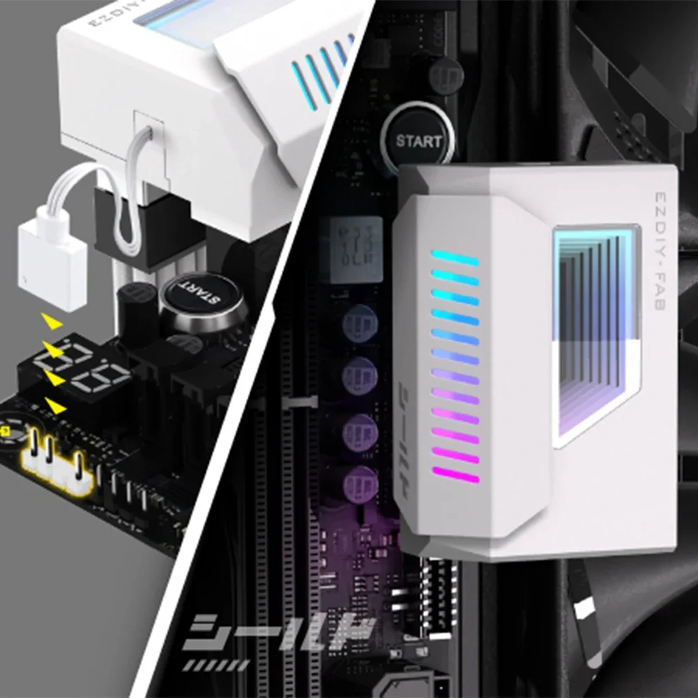 Adaptador de conector de alimentación ATX de 24 pines y 180 grados con espejo infinito ARGB Light Adaptador ATX de 24 pines y 180 grados Adaptador de ángulo de 24 pines - imagen 5