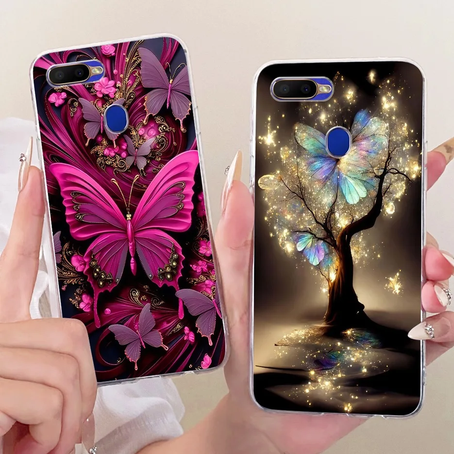 Para Oppo A5s AX5s funda Oppo A12 funda pintada de árbol de mariposa de lujo funda de teléfono delgada suave para Oppo A7 AX7 OppoA5S OppoAX5s Fundas - imagen 3