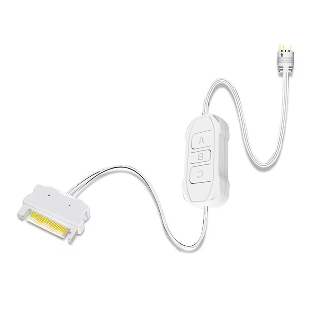 Controlador Aura RGB de 3 pines de 5V, fuente de alimentación SATA de plástico, controlador remoto de rayas de luz