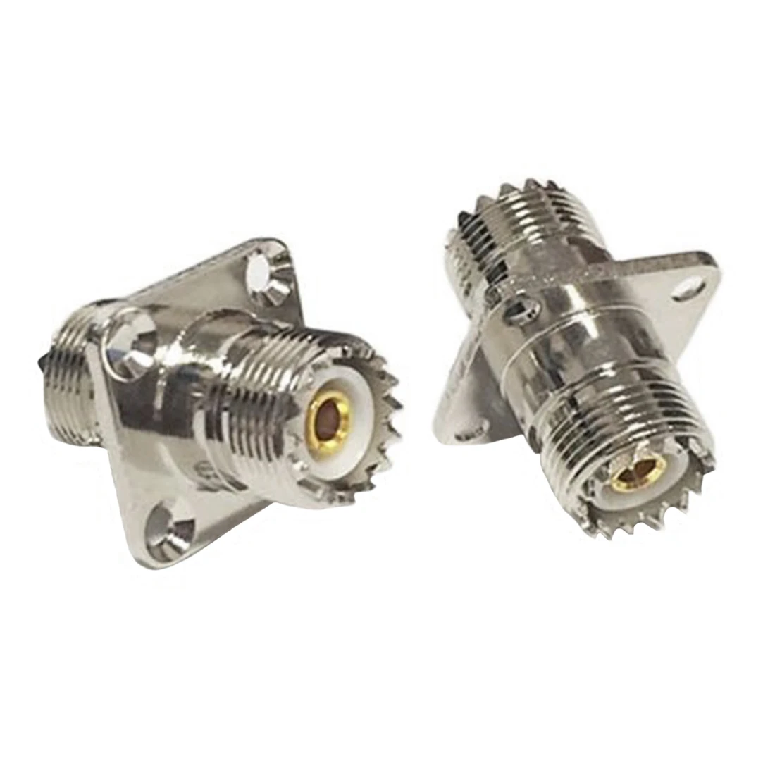 1 unidad de interruptor Jack hembra UHF SO239, convertidor adaptador coaxial RF, conector de brida de chasis de montaje en Panel de 4 orificios, niquelado, venta al por mayor - imagen 5