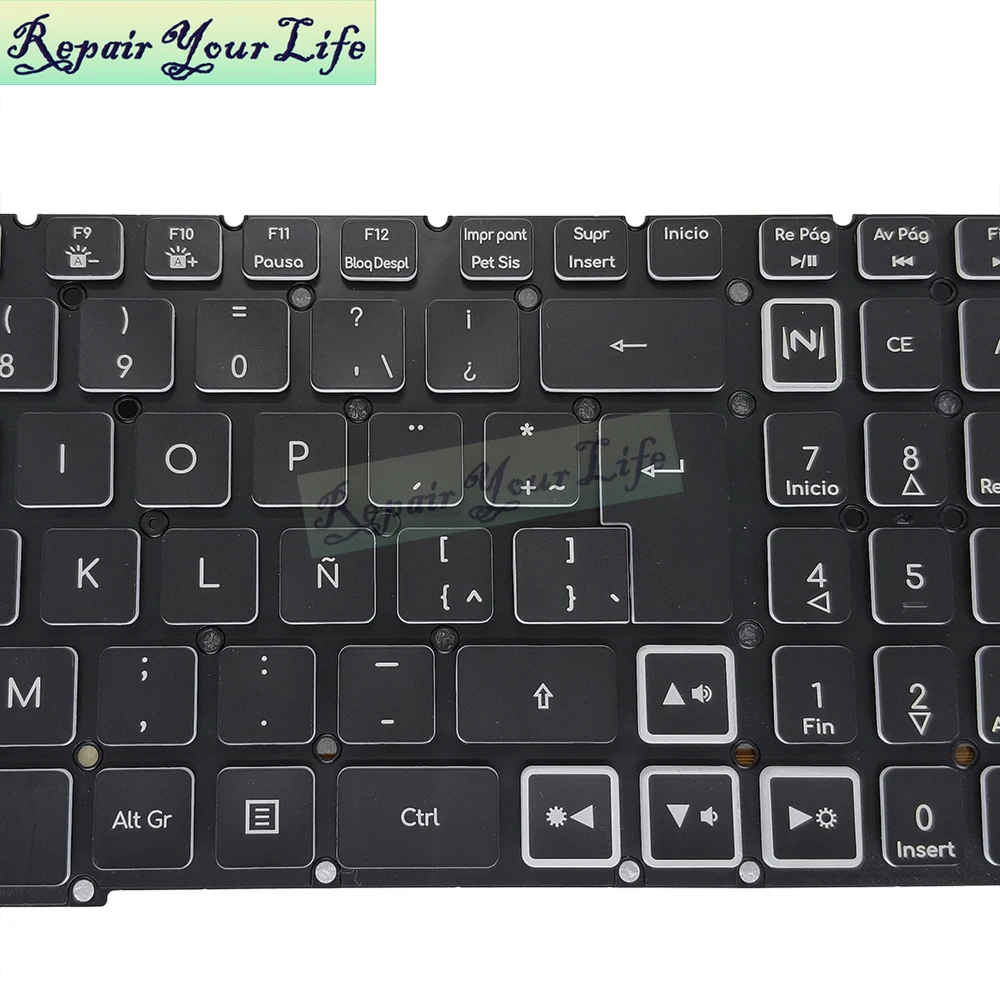Teclado retroiluminado español latino LA para Acer Nitro 5 AN515-55 AN515-57 59F7 73X5 AN515-56 AN515-45 portátil para juegos RGB LG5P-A52BWL - imagen 3