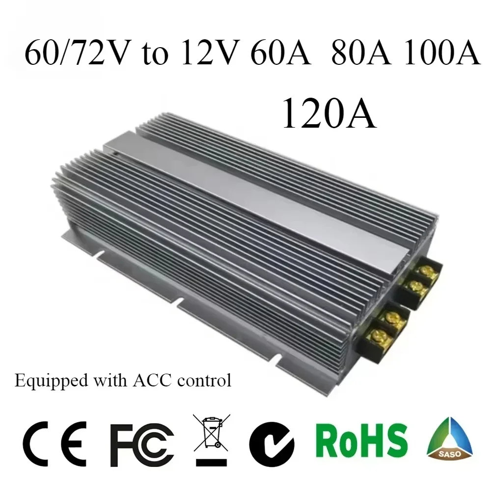 Reductor de voltaje CC a CC 60/72V a 12V 60A 80A 100A convertidor reductor regulador Buck 30V-90V impermeable para carrito de golf CE - imagen 2