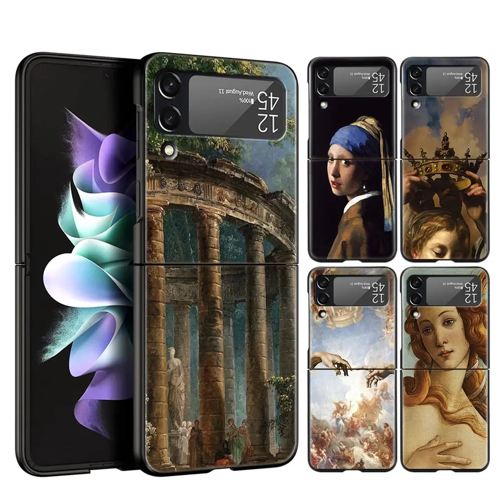 Funda de teléfono con pintura artística renacentista para Samsung Galaxy Z Flip 3 4 5, carcasa para Samsung Z Flip3 Flip4, funda dura para PC