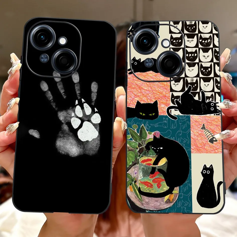 Para Tecno Spark Go 1 4G Funda 2024 moda flor reina suave negro silicona TPU contraportada para Tecno Spark Go 2025 Pop 9 4G Funda - imagen 4