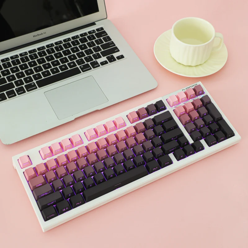 Teclas PBT, doble disparo, pasta de frijol degradado, rosa, OEM, altura, impresión lateral, retroiluminación, Teclado mecánico personalizado AULA F75 Anne Pro 2 - imagen 2