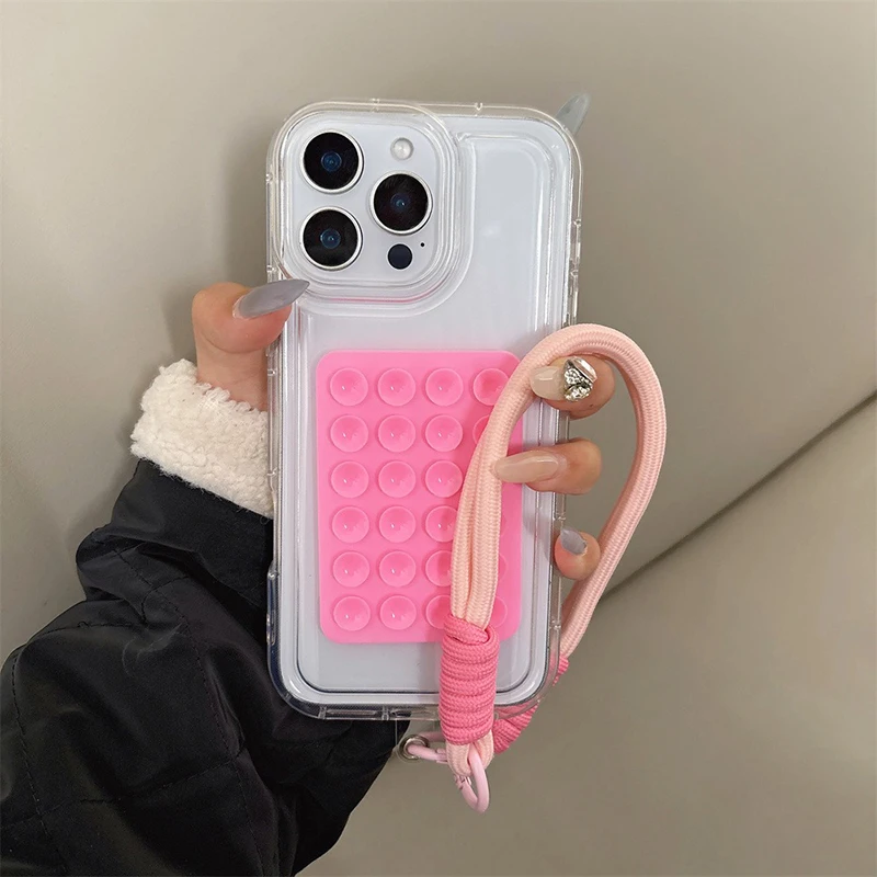 Funda de teléfono transparente con soporte de ventosa para iPhone 16 15 14 13 12 11 Pro Max 16E 7 8 Plus SE2, funda trasera suave a prueba de golpes - imagen 4