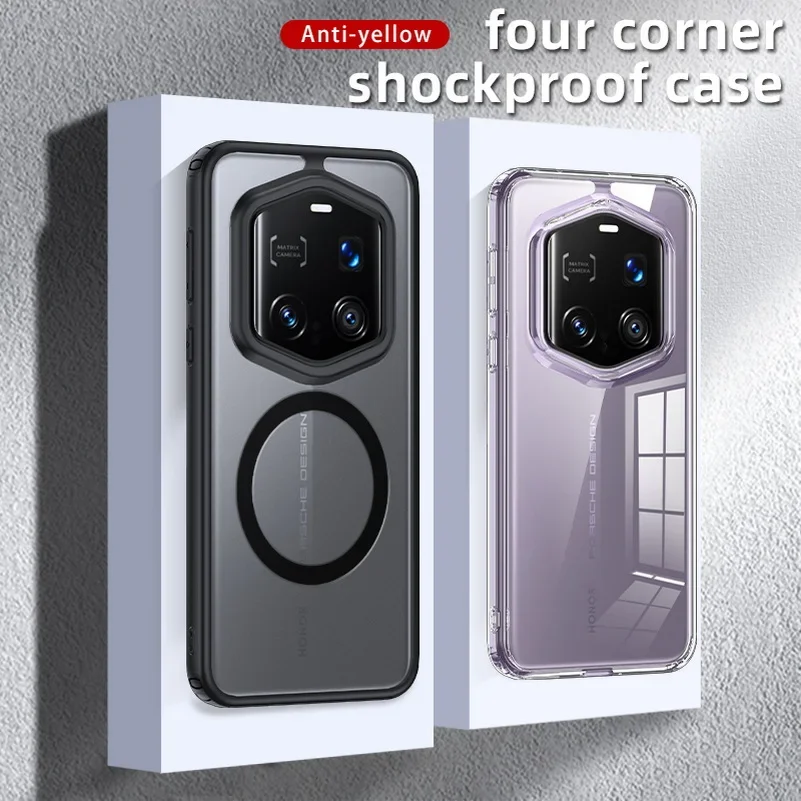 Funda magnética translúcida Magsafe para Honor Magic 7 6 RSR Magic7 Pro Magic 6 Pro Honor 300 Pro 200 100 cubierta acrílica mate