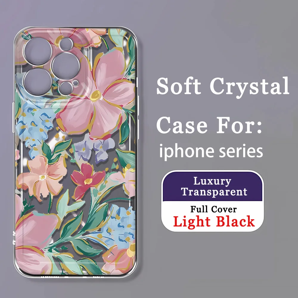 Funda de teléfono con pintura al óleo Retro para iPhone 13 14 15 16 ProMax 12 11 16E, funda de silicona con estampado de flores a prueba de golpes, decoración artística - imagen 5