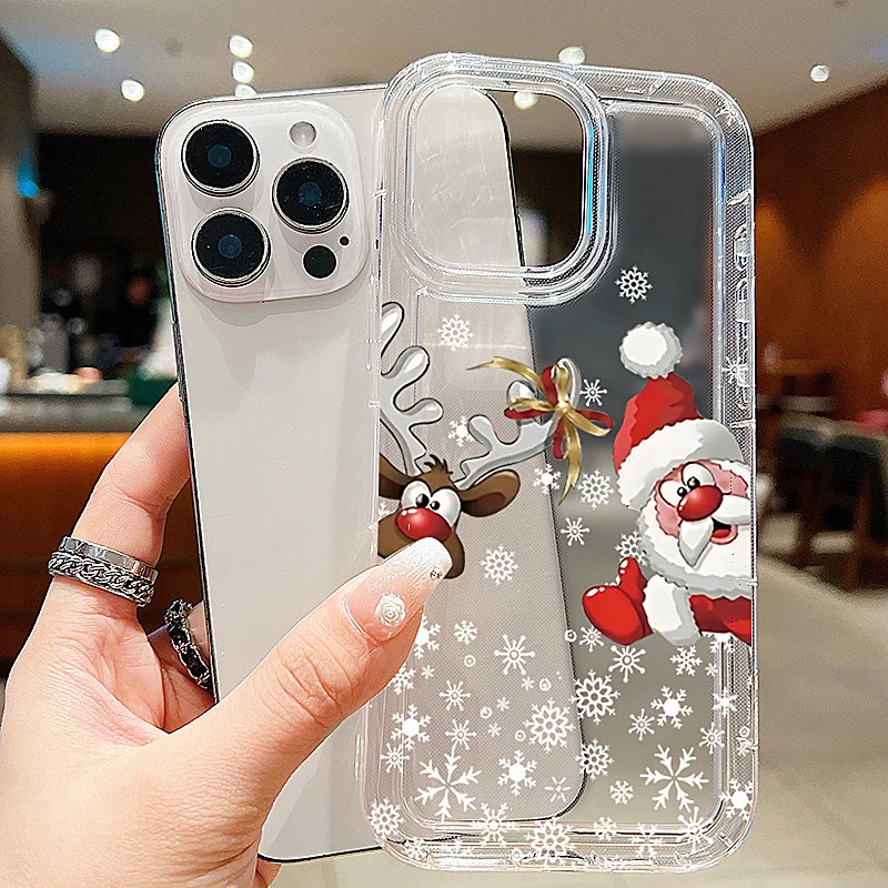 Funda de teléfono navideña con diseño de reno y Papá Noel para Samsung Galaxy S24 Plus S23 S22 S25 Ultra S21 FE A55 A54 A53 A52 A35 A34 funda suave de TPU - imagen 4