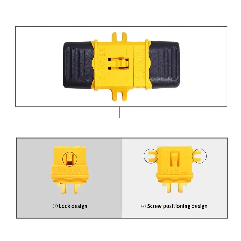 Paquete de batería de 2 pines XT60L, adaptador de unión de cable hembra macho Erminal, arrastre antisuelto, versión fija, conector de enchufe de aviación - imagen 3