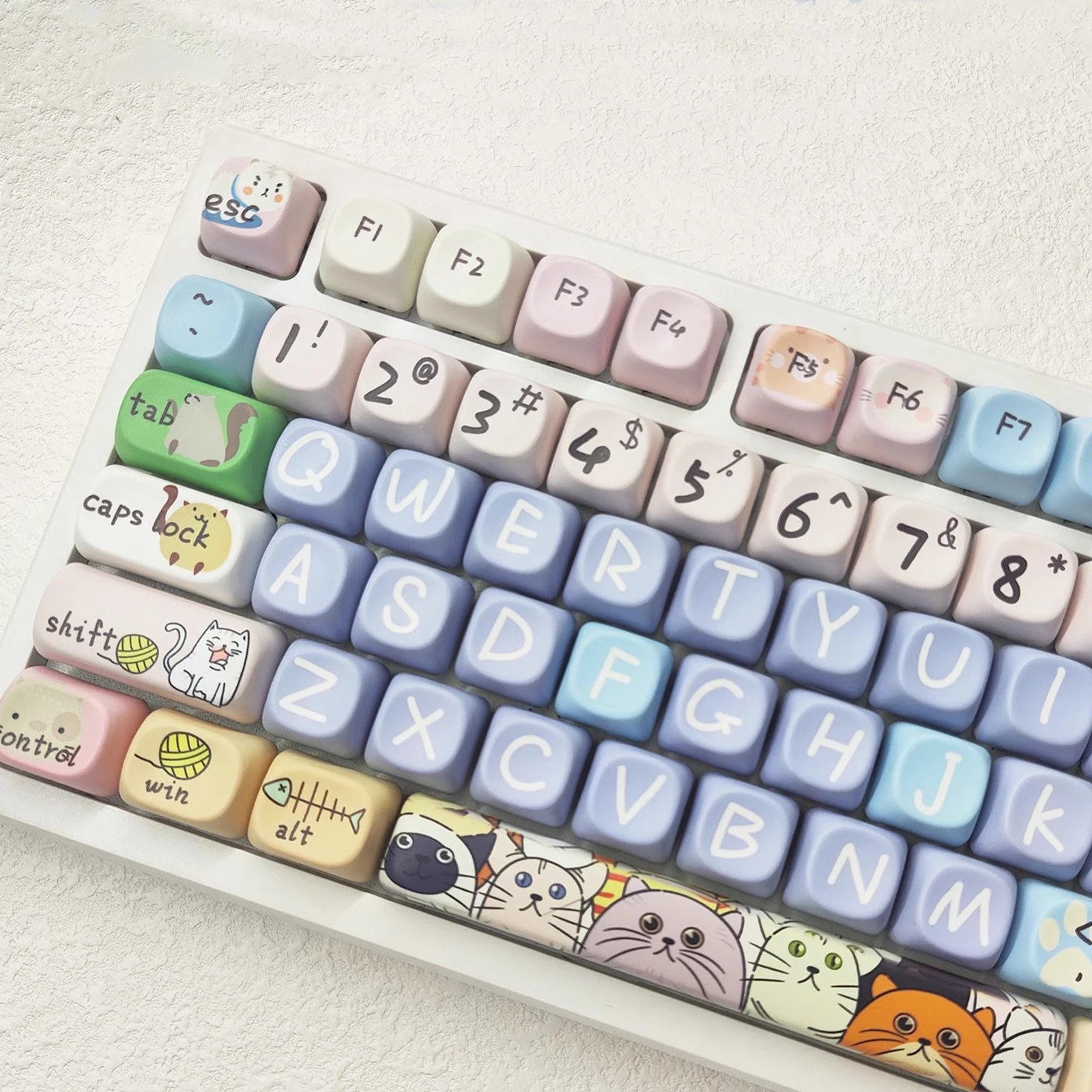 Teclas de perfil MOA, teclas bonitas con diseño de gato y ratón, PBT, sublimación térmica, teclados mecánicos para juegos, XDA, pro-Key, 121 teclas