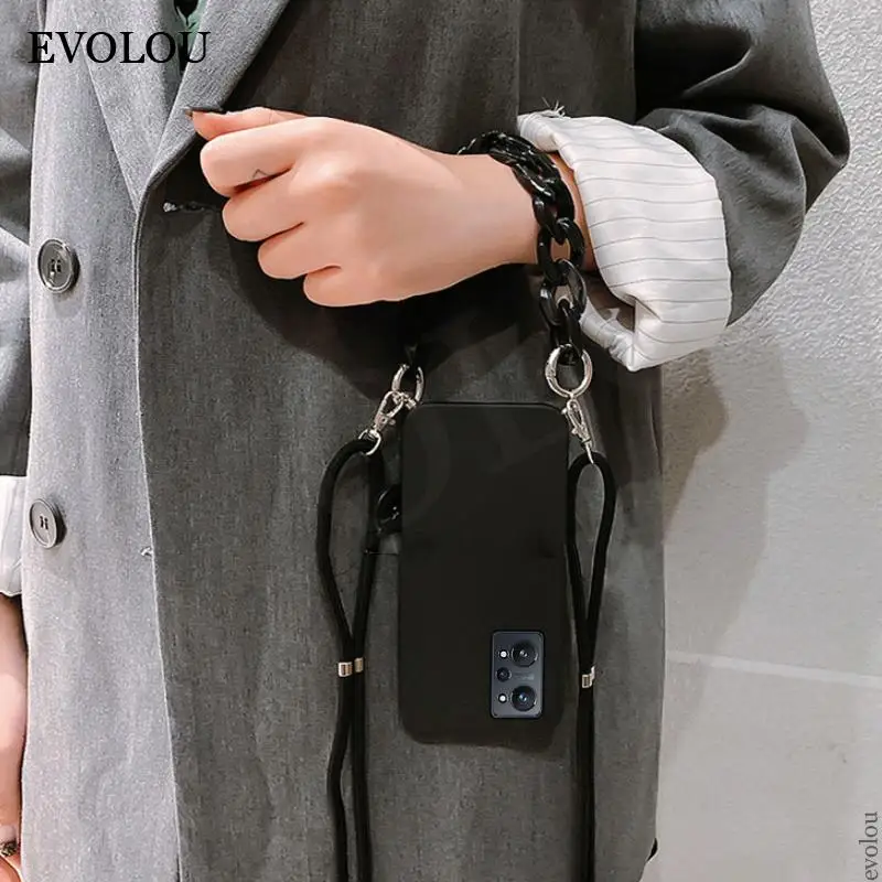 Funda mate con cordón de collar cruzado para Xiaomi POCO X6 Pro X 6 5G, funda de silicona suave con cadena de muñeca de mármol para POCO M6 Pro 4G - imagen 5