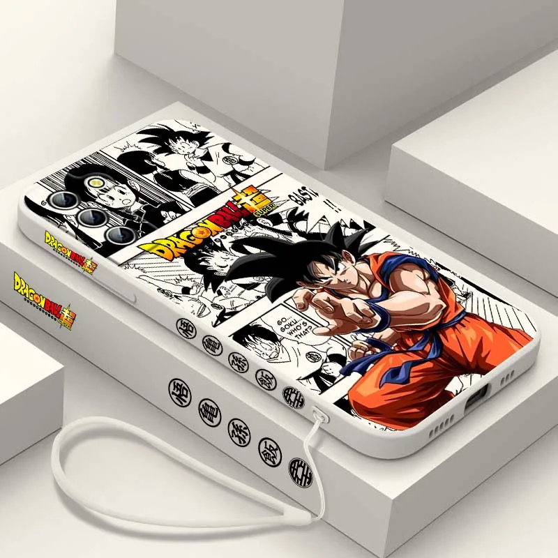 D-Dragon Ball Manga Son Goku funda para Samsung Galaxy S25 S24 S23 S22 S21 S10 FE Plus Ultra 5G funda de teléfono con cuerda izquierda líquida - imagen 4