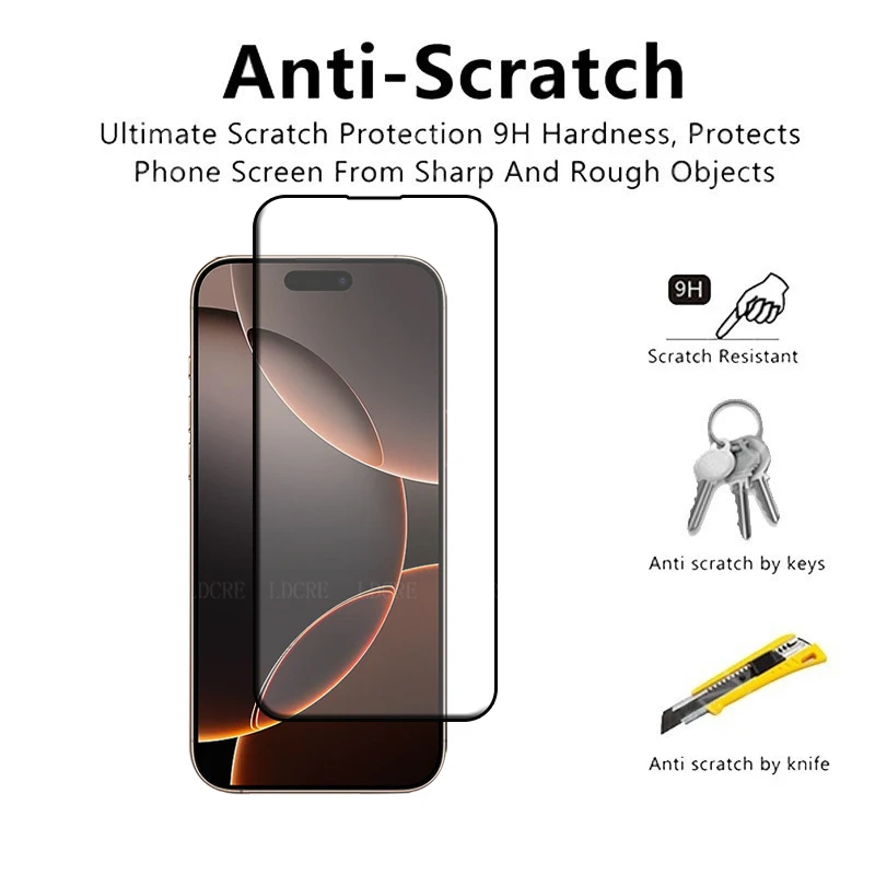 4 Uds para iPhone 16 Pro Max vidrio iPhone 16 Pro Max vidrio templado cubierta completa pegamento 9H Protector de pantalla iPhone 16 15 14 13 Pro Max - imagen 4