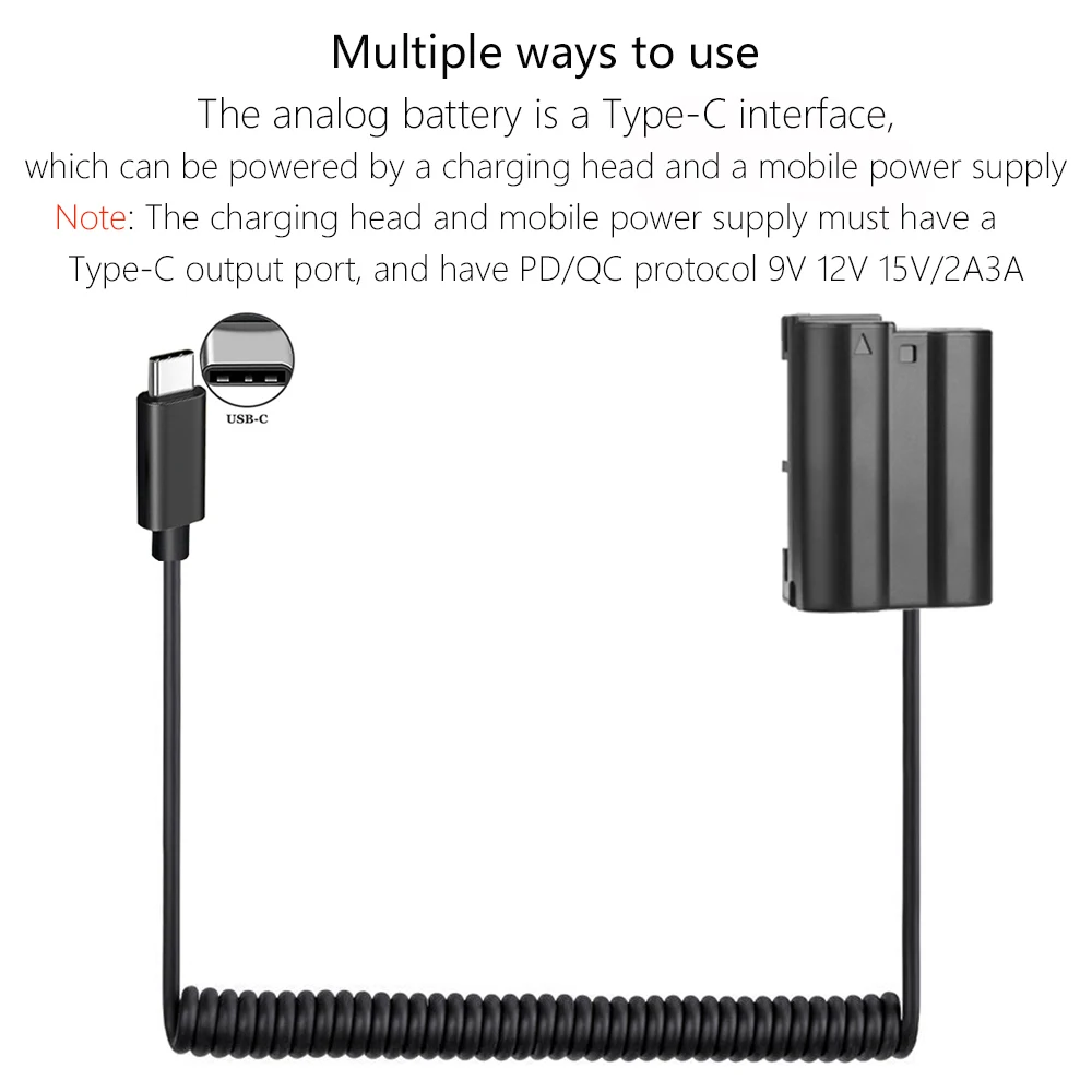 Acoplador de alimentación EP-5B USB-C a batería ficticia EN-EL15 para Nikon Z5, Z6, Z6 II, Z7, Z7 II, Z8, D500 D610 D750 D780 D800 D800e D810 - imagen 4