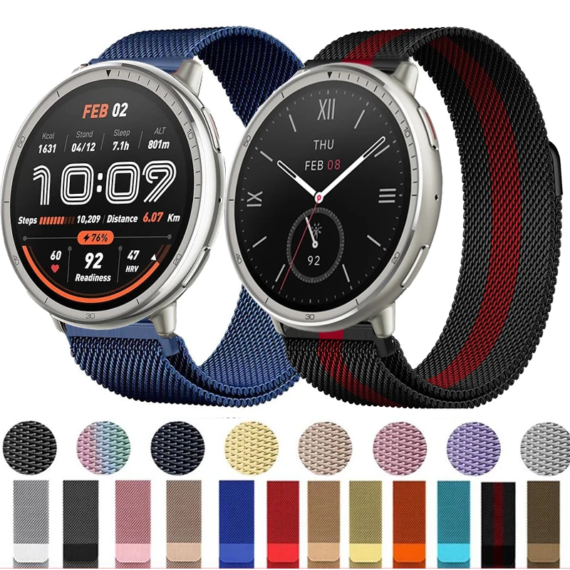 Bucle milanés magnético para Amazfit Active 2, correa de reloj de 20mm y 22mm para Amazfit Bip 6/Bip 5 5 Unity 3 3Pro GTS GTR 4 3 2 2e - imagen 2