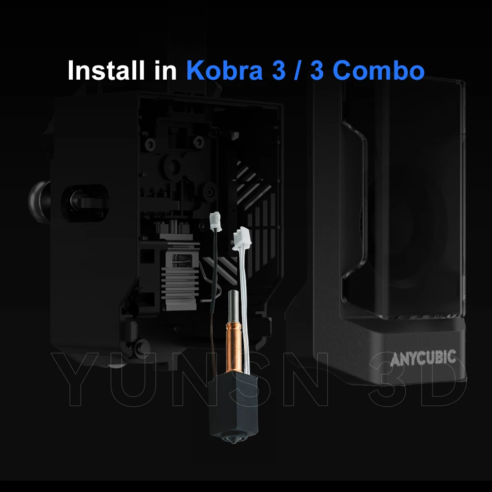 Para Anycubic Kobra 3 Kit Hotend mejorado impresoras 3D boquilla de acero endurecido 24V60W calefacción de cerámica para Kobra 3 Combo pieza de extremo caliente - imagen 3