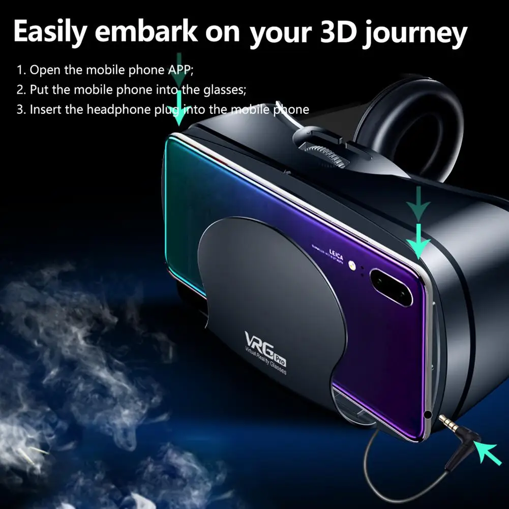 VRG Pro 3D gafas de realidad Virtual VR dispositivos auriculares Viar gafas lentes de casco inteligentes para teléfonos inteligentes visor dispositivos móviles - imagen 3