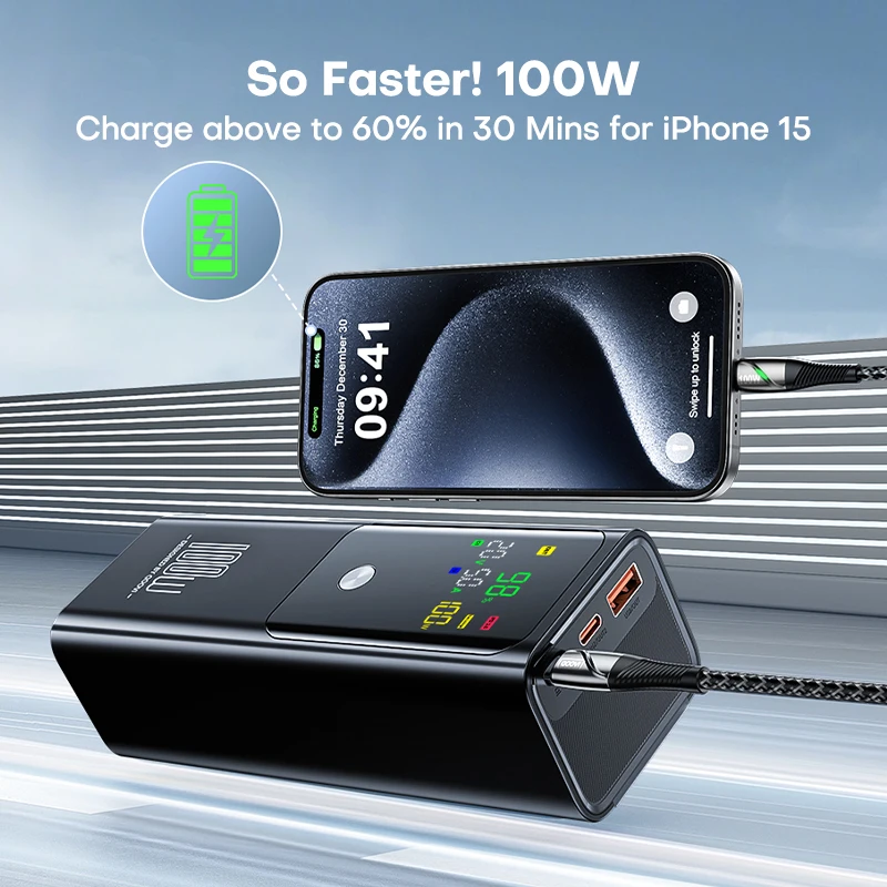QOOVI PD 100W Power Bank 20000mAh capacidad de la batería externa carga rápida cargador portátil Powerbank para ordenador portátil iPhone Samsung - imagen 5