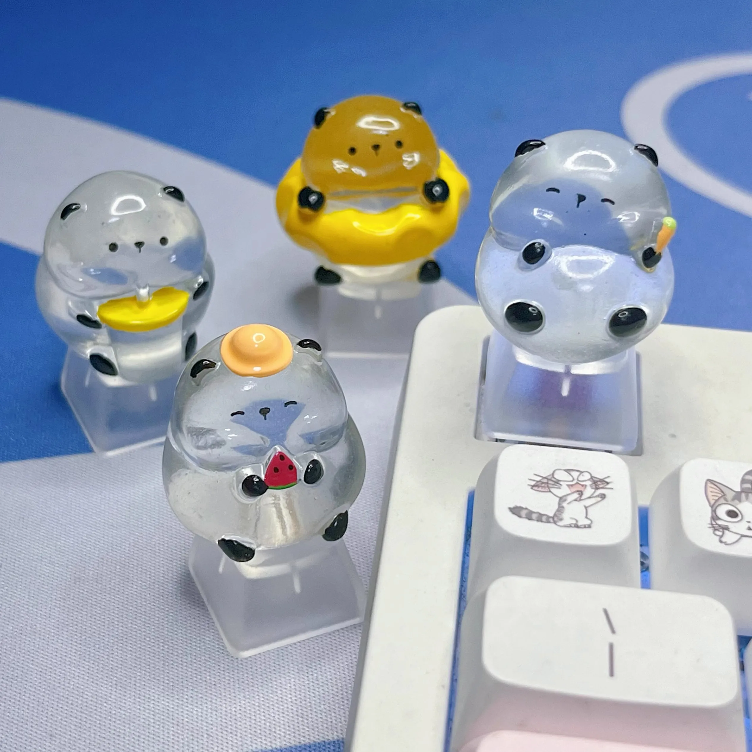 Teclas de Panda transparentes y luminosas creativas y bonitas, botones de decoración de teclado mecánico de eje transversal, teclas de regalo - imagen 4