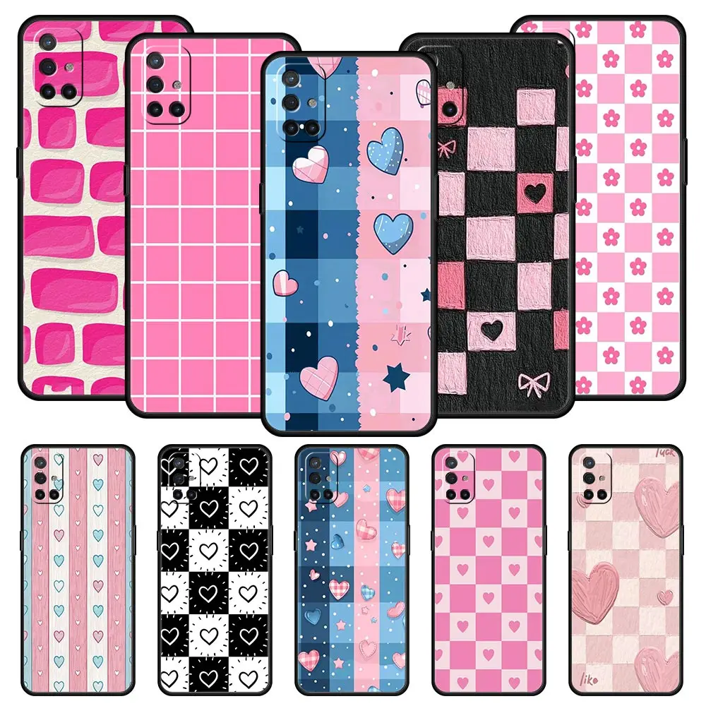 Coque de téléphone à grille rose, étui pour OnePlus 15 13 12 11 10 9 8 13T 10T 7T Pro 13R 12R 9RT 8T Nord 4 N200 2T CE 2 3 5G Lite