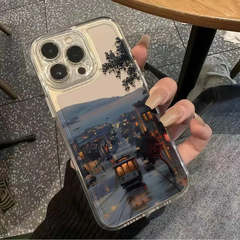 Funda con paisaje para iPhone 16 15 14 13 12 11 Pro Max X XR 6 7 8 Plus SE, carcasa protectora de pantalla a prueba de golpes - imagen 3