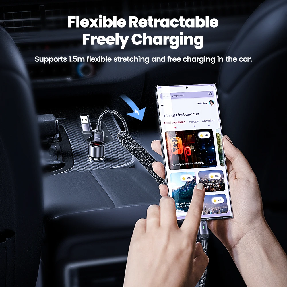 Toocki-Cable USB tipo C 2 en 1 de 60W, carga rápida PD, para iPhone 15, Macbook, Samsung, Xiaomi, POCO, Realme y Huawei - imagen 3