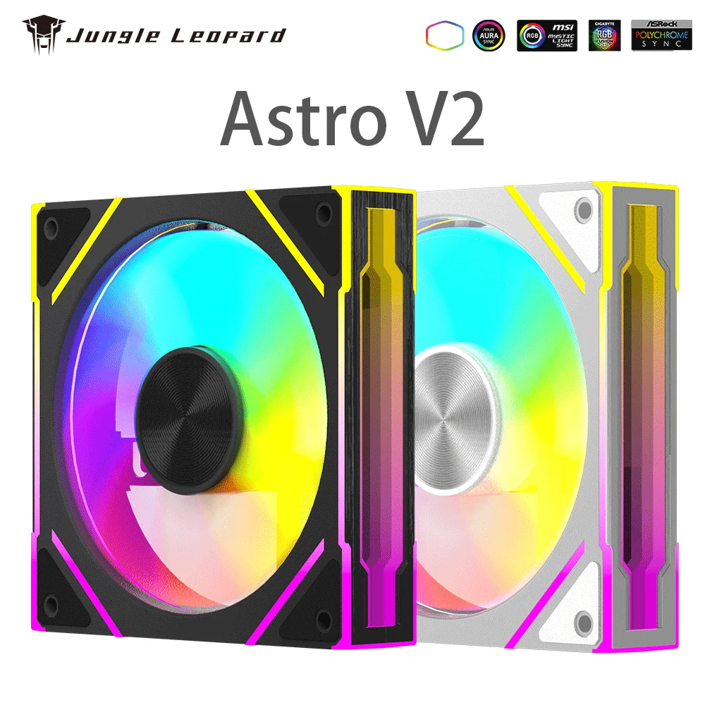 Jungle Leopard Astro V2 ventilador con cubierta de PC 120mm 5V 3Pin ARGB efecto de luz de espejo cíclico PWM 800 a 1850RPM ventilador de refrigeración