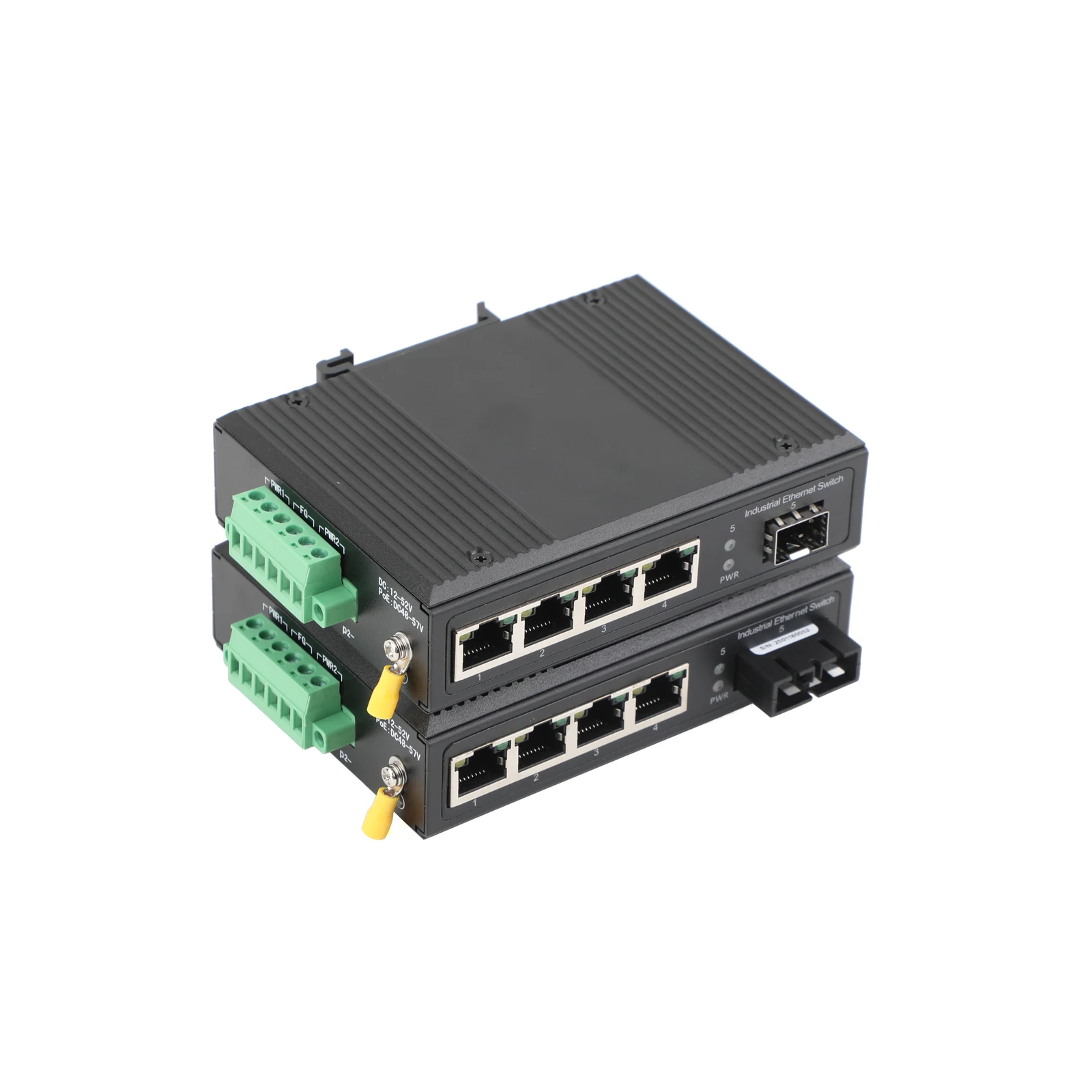 Conmutador POE industrial de 100M/1000M 1 puerto óptico + 4 puertos POE, transceptor SC/SFP de doble fibra monomodo - imagen 3
