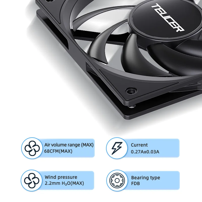 Teucer UT-12015 ventilador de chasis ultrafino de 15mm de espesor de 12cm 12V/4 pines PWM FBD rodamiento ventilador de refrigeración de caja de PC 1-10 Uds con buje - imagen 2