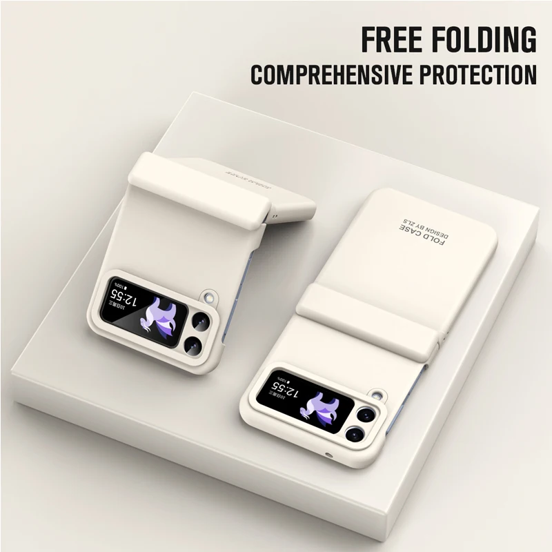 Funda de teléfono de protección completa con bisagra a prueba de golpes para Samsung Galaxy Z Flip 5 4, cubierta dura de tacto de piel mate de lujo para Galaxy Z Flip 3