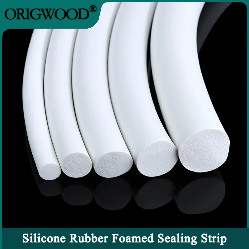 Tira de espuma de goma de silicona de 1/3/5m, Dia1-25mm redondo, tiras de sellado de varilla de respaldo de esponja blanca, cable de espuma VMQ