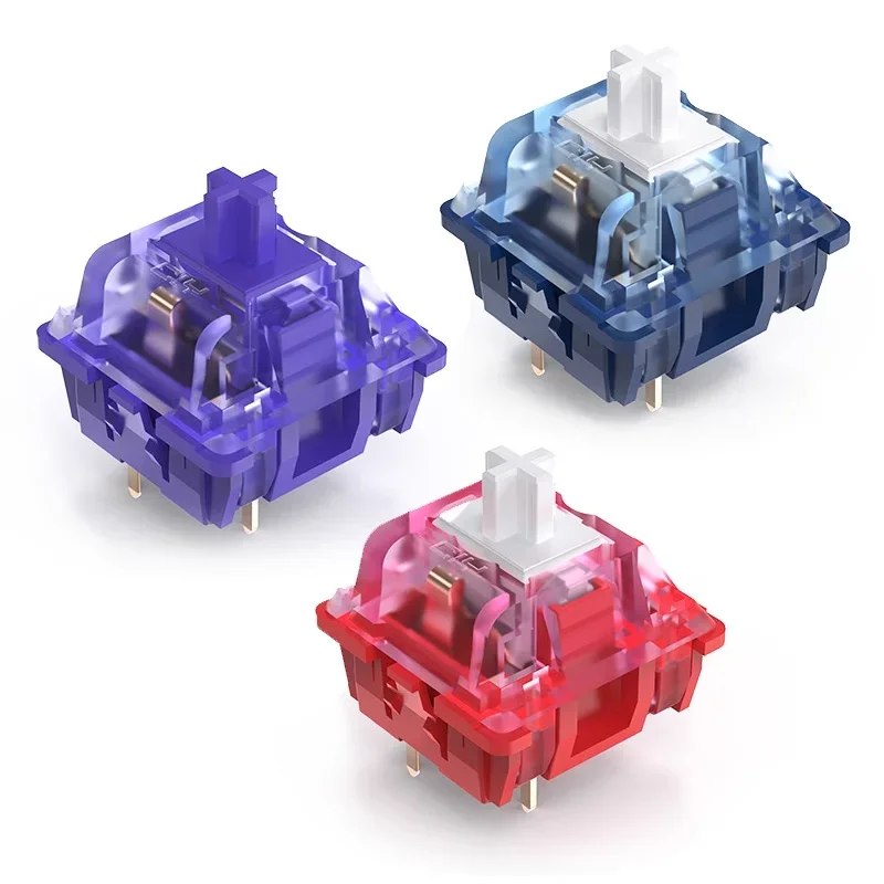 CIY EVO Interruptor táctil lineal Evolution, interruptor de vástago mx, 45g, 50g, para teclado mecánico, 50m, Lubed de fábrica, PC, nailon, POK, rojo y morado