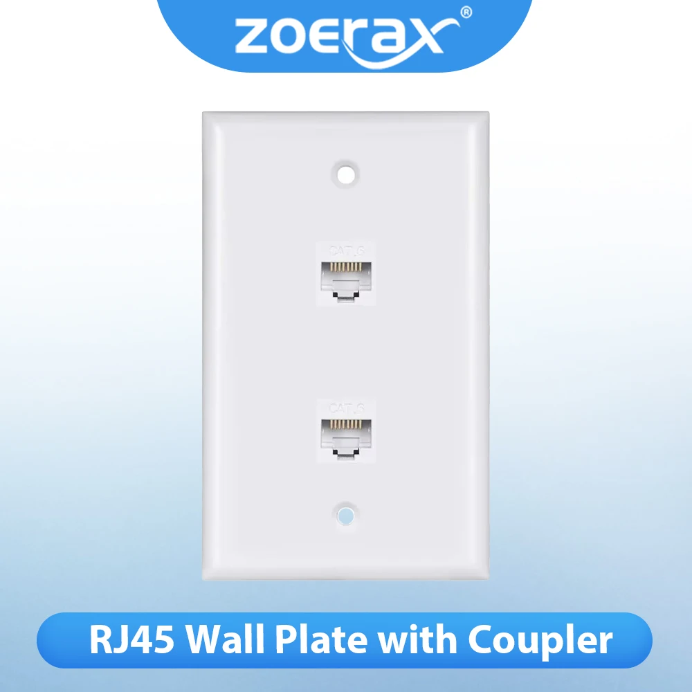 Placa de pared Ethernet ZOERAX RJ45 Cat6 con acoplador hembra extraíble Compatible con dispositivos Ethernet Cat6/5/5e