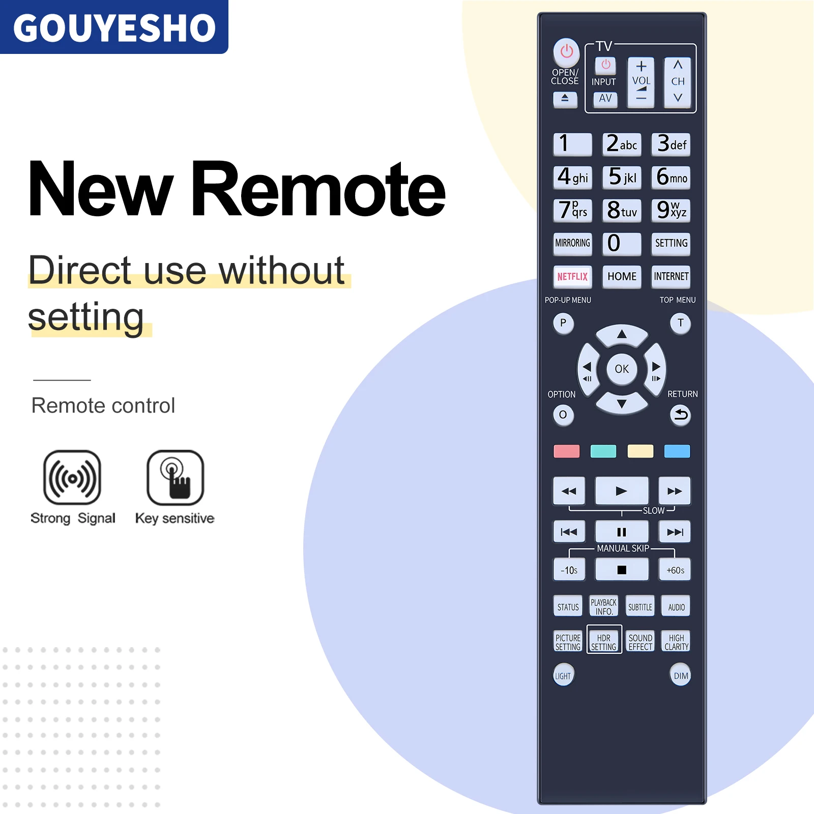 Nuevo N2QAYA 000172 Para reproductor de DVD Panasonic Control remoto DPUB9000GN DP-UB9000-K con retroiluminación