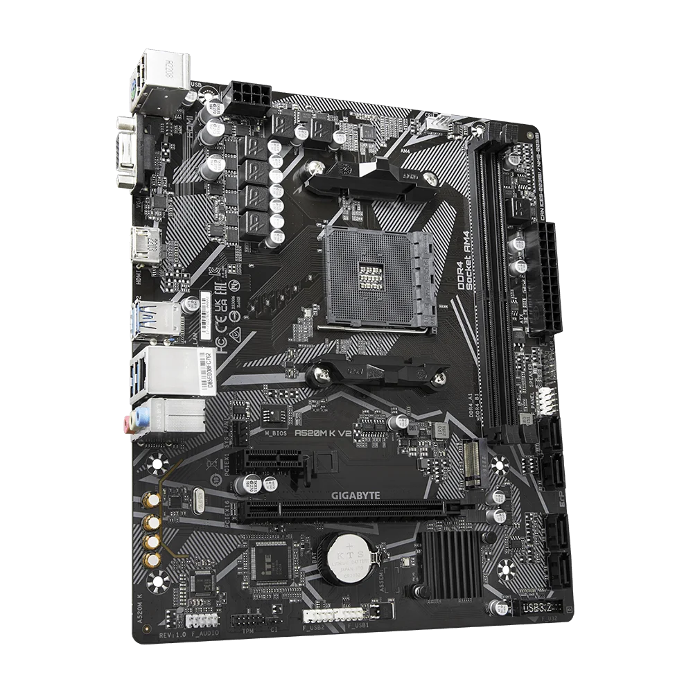Placa base Gigabyte A520M K V2 compatible con 5600G 5700X3D 5800X3D CPU 2xDDR4 5100MHz NVME M.2 PCIe 3,0 mATX AM4 - imagen 4