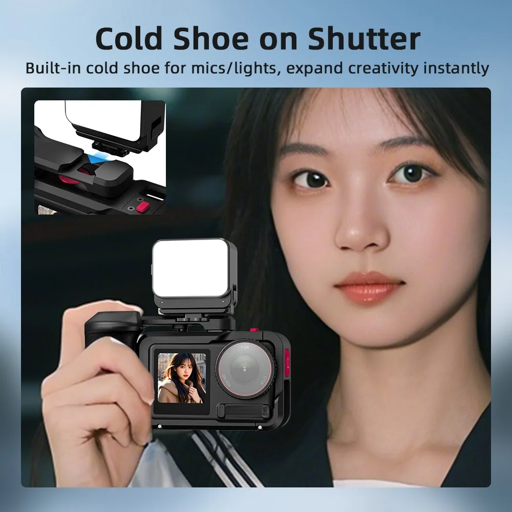 Kit de agarre Xplorer de aleación de aluminio, marco de cámara, botón de obturador, agarre de calle de liberación rápida, soporte Vlog para DJI Action 3/4/5 Pro - imagen 4