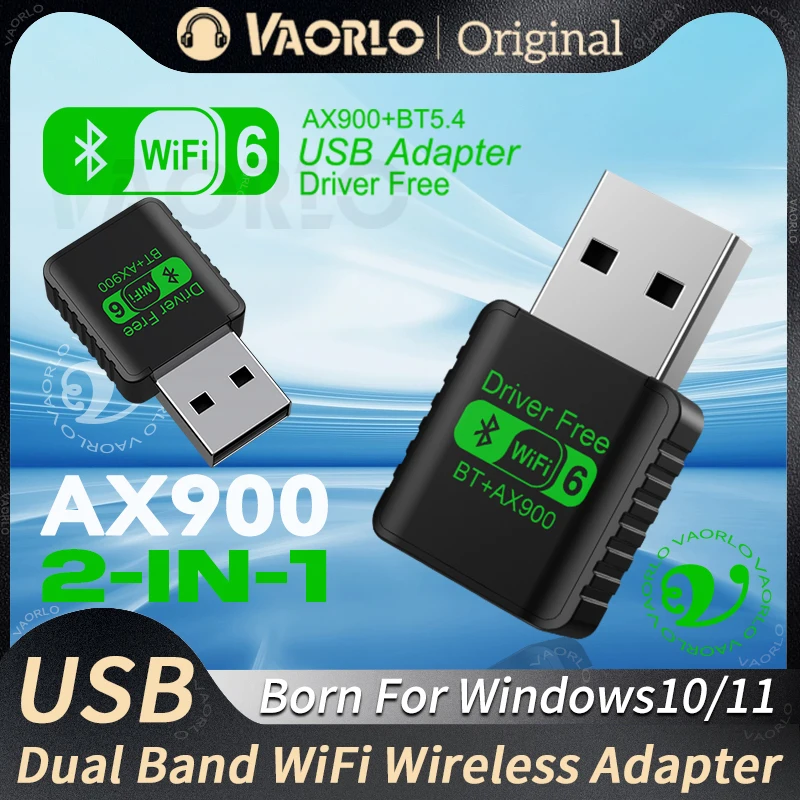 Adaptador AX900 USB WiFi6 Bluetooth 5,4 2 en 1 Dongle de doble banda 2,4G y 5G WiFi red receptor Wlan inalámbrico para Win10/11 controlador gratis