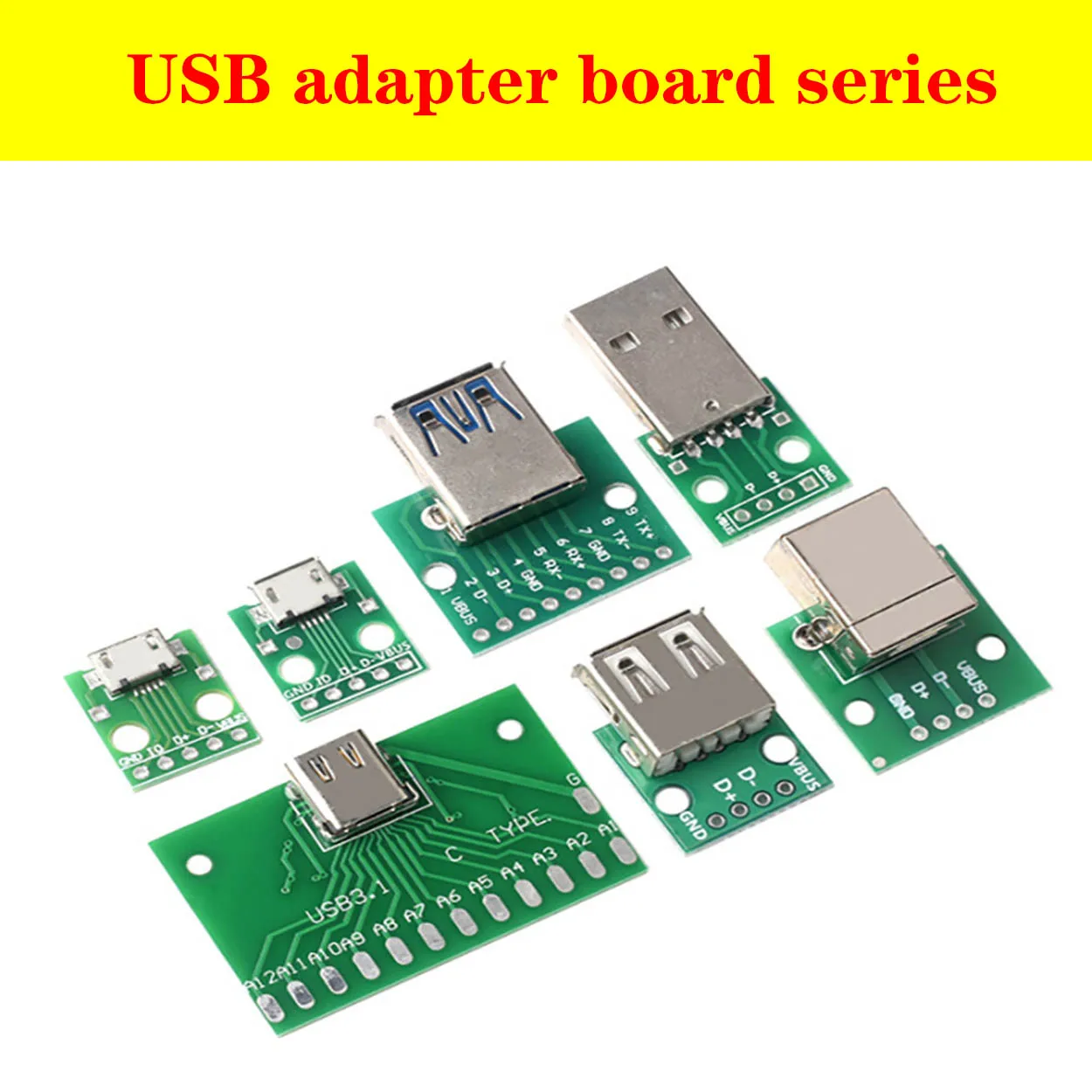 Conector USB 2,0 3,0 A hembra USB A macho Micro Mini tipo c, interfaz A DIP, Adaptador convertidor, placa de ruptura