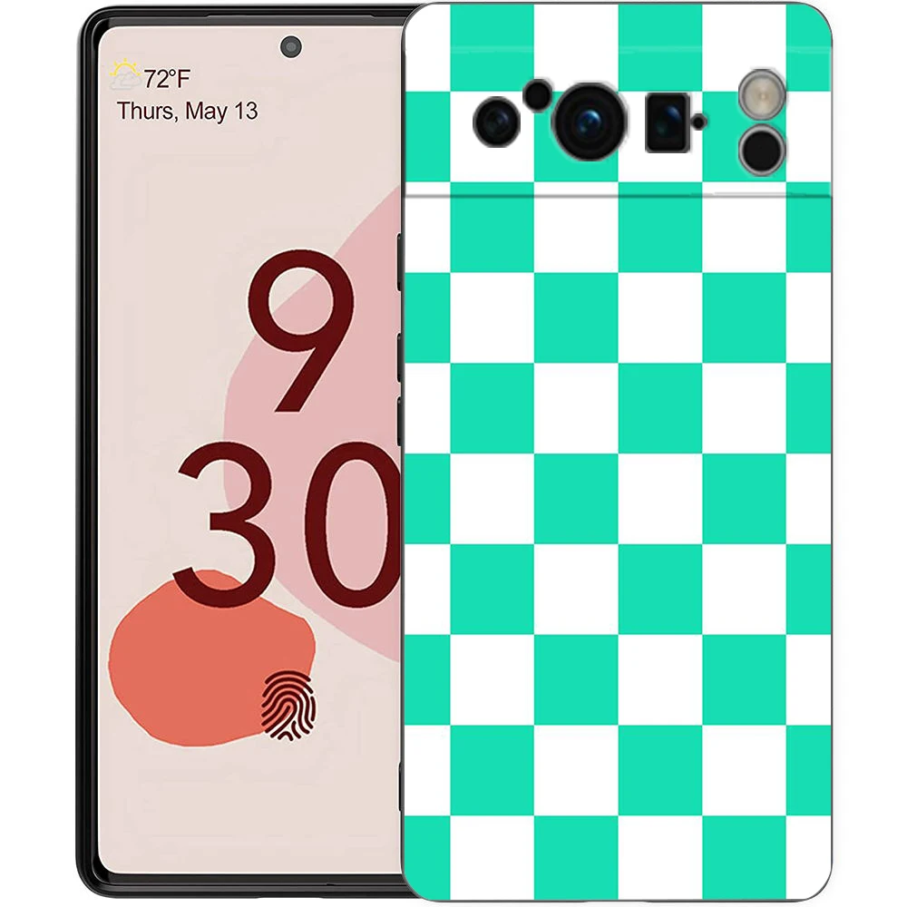 Funda de teléfono con rejilla de ajedrez clásica Retro para Google Pixel 9 8 7 6 Pro XL 8A 6A 7A 5G, funda negra de TPU suave a prueba de golpes - imagen 3